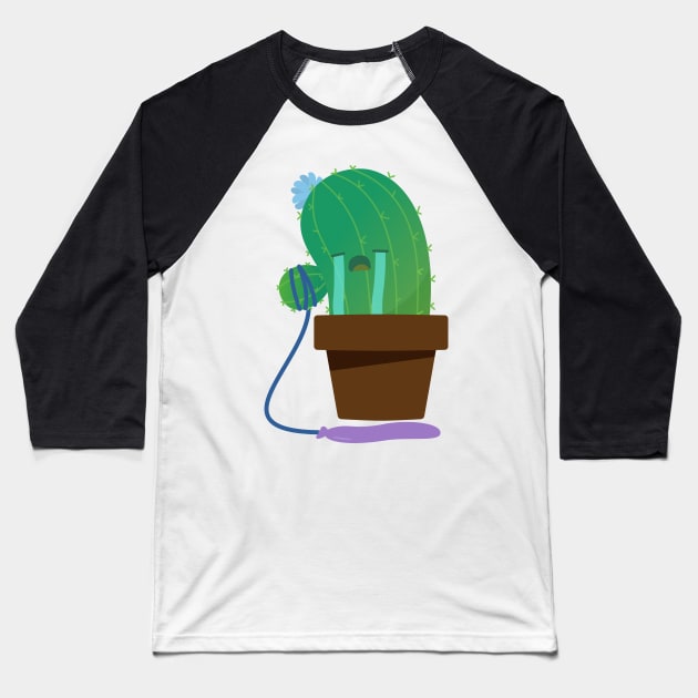 Sad Cactus Baseball T-Shirt by StrayKoi